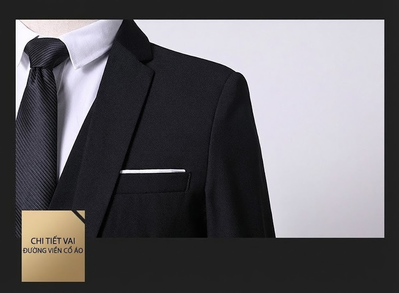 Bộ Vest Nam Dáng Ôm Phong Cách Hàn Quốc Lịch Lãm Màu Đen, Xanh Navy, Xám, Đỏ Rượu Vang... chi tiết 9