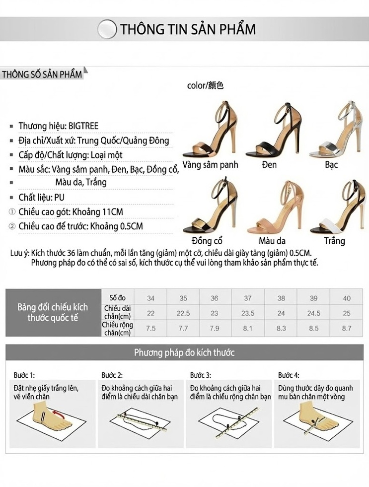 Giày Sandal Cao Gót Nữ Hở Ngón Quai Ngang Da Bóng Lượn Sóng Gót Cao 10cm - 12cm Màu Đen, Trắng, Vàng Đồng chi tiết 1