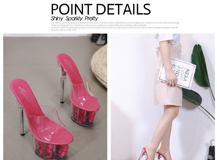 Giày Sandal Cao Gót Nữ Quai Trong Suốt Đế Hoa Gót Cao 10cm - 12cm Màu Hồng, Xanh, Trắng, Tím... chi tiết 5