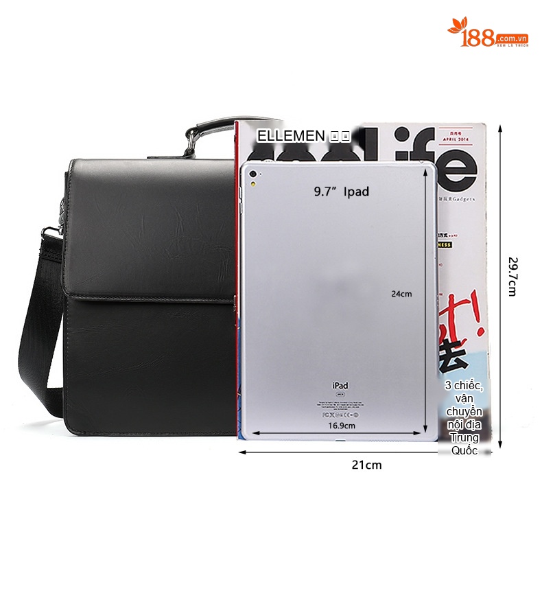 Cặp Công Sở Nam Da Thật Dáng Hộp Đựng Laptop Khổ Lớn Màu Nâu, Đen chi tiết 14