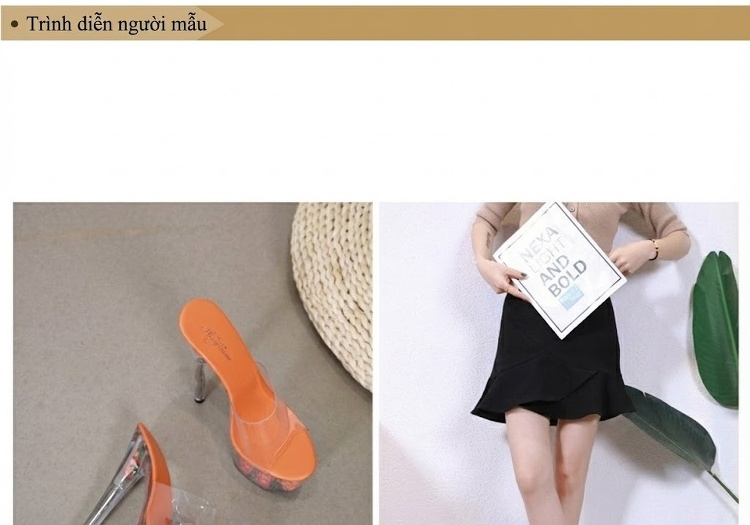 Giày Sandal Cao Gót Nữ Quai Trong Suốt Đế Hoa Gót Cao 10cm - 12cm Màu Hồng, Xanh, Trắng, Tím... chi tiết 2