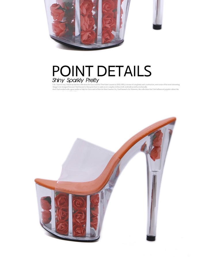 Giày Sandal Cao Gót Nữ Quai Trong Suốt Đế Hoa Gót Cao 10cm - 12cm Màu Hồng, Xanh, Trắng, Tím... chi tiết 32