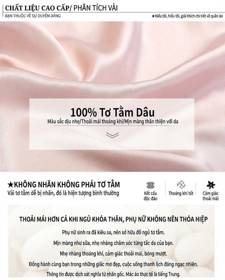 Bộ Đồ Ngủ Hai Dây Lụa Tơ Tằm Hở Lưng Nữ Mặc Nhà Màu Hồng, Đỏ, Xanh Navy chi tiết 2