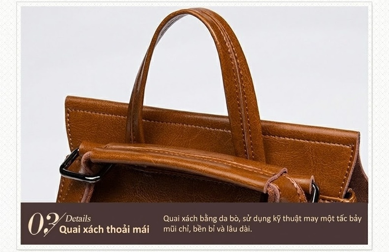 Balo Nữ Da Thật Phong Cách Âu Mỹ Cổ Điển Màu Đen, Nâu, Xanh Navy chi tiết 22