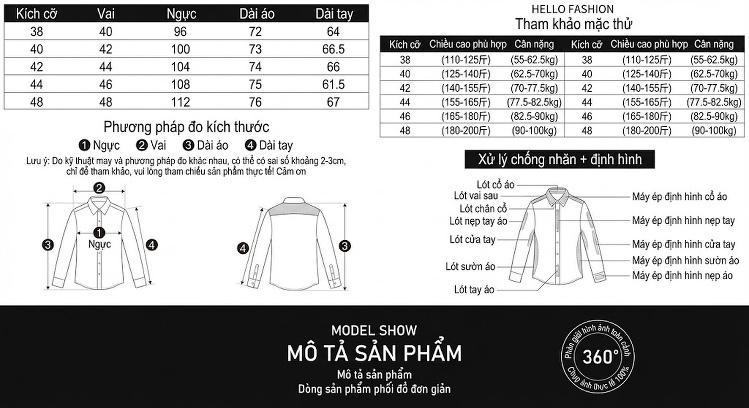 Áo Sơ Mi Nam Cotton Thêu Hoa Không Nhăn Phong Cách Thời Trang Màu Đen, Trắng chi tiết 3