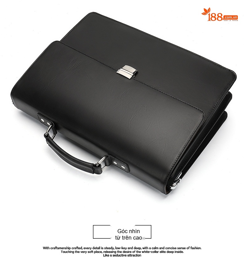 Cặp Công Sở Nam Da Thật Dáng Hộp Đựng Laptop Khổ Lớn Màu Nâu, Đen chi tiết 12