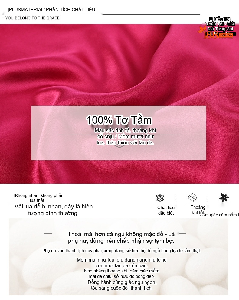Váy Ngủ Lụa Tơ Tằm 100% Dáng Dây Sexy Mùa Hè Màu Đỏ, Xanh Navy, Hồng chi tiết 2