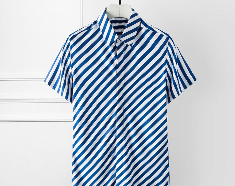 Áo Sơ Mi Nam Tay Ngắn Tâm Ý Mùa Hè Sợi Tencel Cotton Chéo Sọc Kiểu Dáng Ôm Vừa Màu Đen, Trắng, Xanh chi tiết 2
