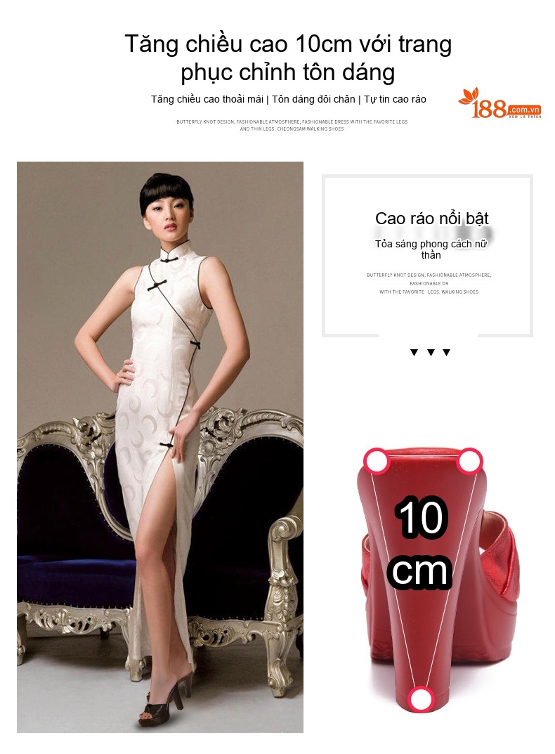 Giày Sandal Cao Gót Nữ Hở Ngón Quai Ngang Đế Xuồng Gót Cao 8cm Màu Đỏ, Đen, Vàng chi tiết 2