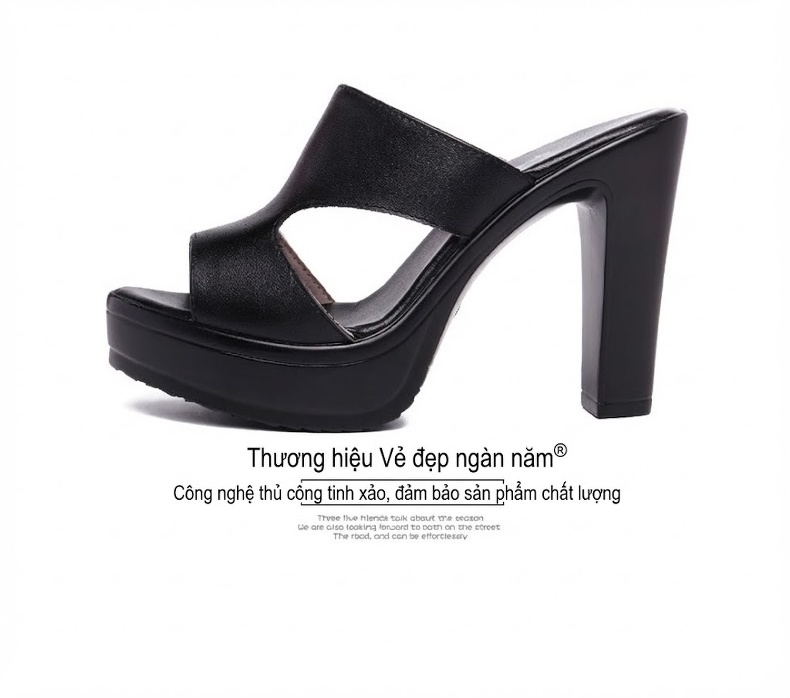 Dép Sục Nữ Hở Mũi Đế Xuồng Chiều Cao Đế Khoảng 8cm Da Bóng Màu Đen, Đỏ, Nâu, Trắng... chi tiết 16