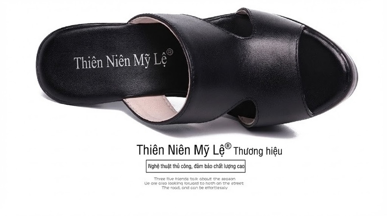 Dép Sục Nữ Hở Mũi Đế Xuồng Chiều Cao Đế Khoảng 8cm Da Bóng Màu Đen, Đỏ, Nâu, Trắng... chi tiết 17