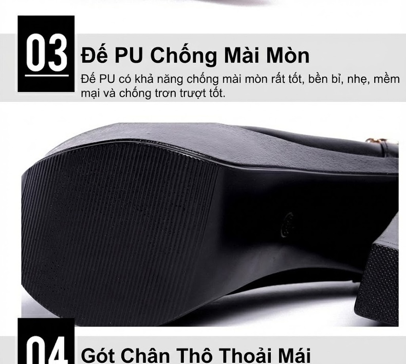 Giày Cao Gót Nữ Quai Ngang Da Bóng Chiều Cao Đế Khoảng 15cm Màu Đen, Đỏ, Trắng, Vàng... chi tiết 9