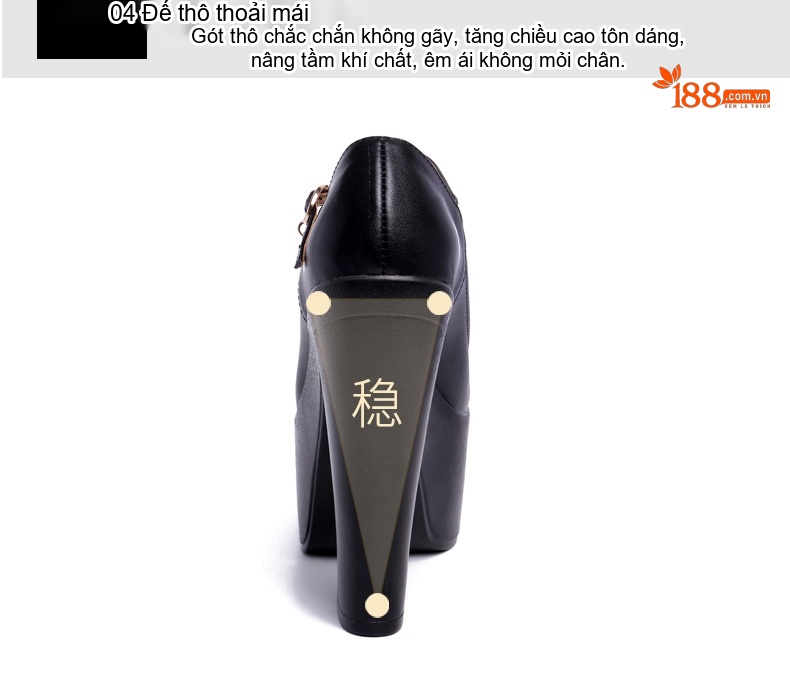 Giày Cao Gót Nữ Quai Ngang Da Bóng Chiều Cao Đế Khoảng 15cm Màu Đen, Đỏ, Trắng, Vàng... chi tiết 10