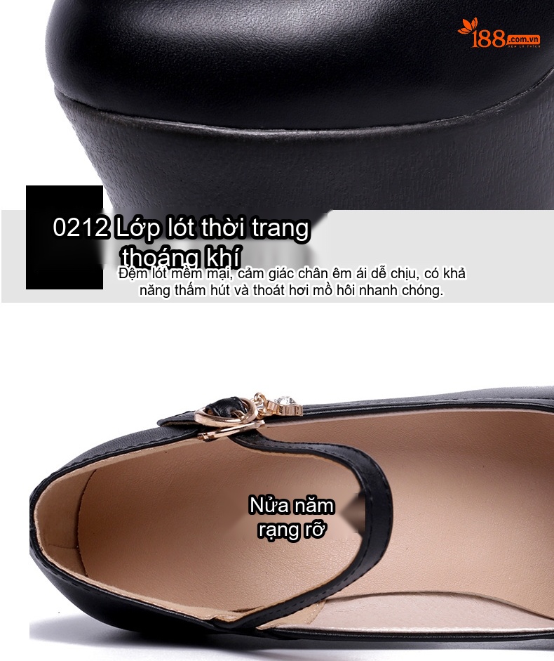 Giày Cao Gót Nữ Quai Ngang Da Bóng Chiều Cao Đế Khoảng 15cm Màu Đen, Đỏ, Trắng, Vàng... chi tiết 8