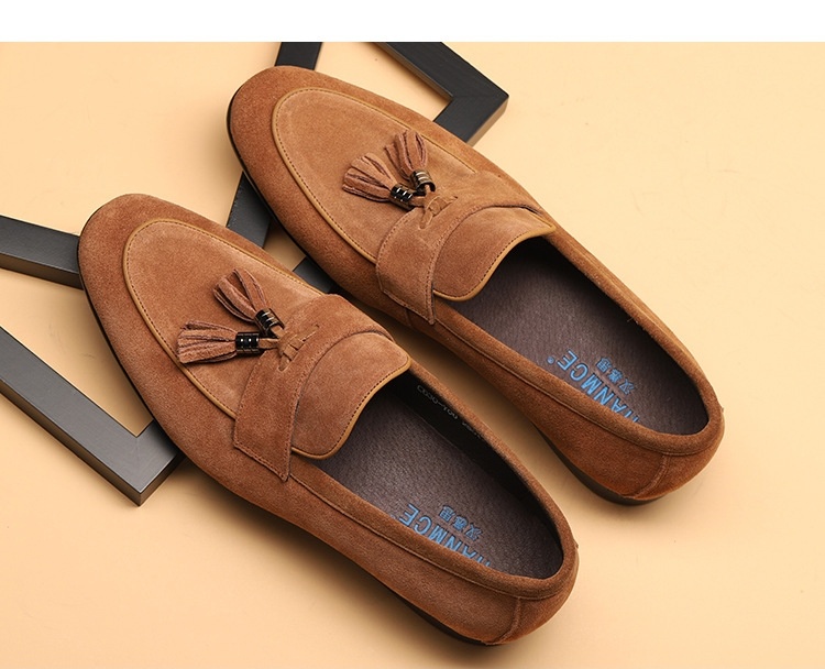 Giày Lười Nam Da Mờ Chiều Cao Đế Khoảng 2cm Thiết Kế Tua Rua Màu Xanh Navy, Đỏ Rượu, Đen, Nâu chi tiết 1