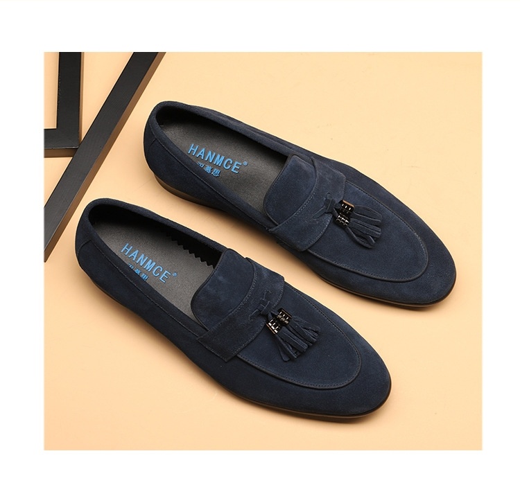 Giày Lười Nam Da Mờ Chiều Cao Đế Khoảng 2cm Thiết Kế Tua Rua Màu Xanh Navy, Đỏ Rượu, Đen, Nâu chi tiết 2