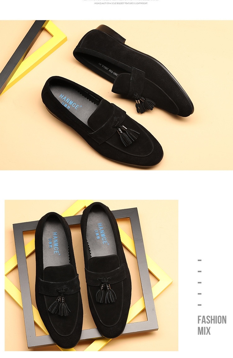 Giày Lười Nam Da Mờ Chiều Cao Đế Khoảng 2cm Thiết Kế Tua Rua Màu Xanh Navy, Đỏ Rượu, Đen, Nâu chi tiết 10