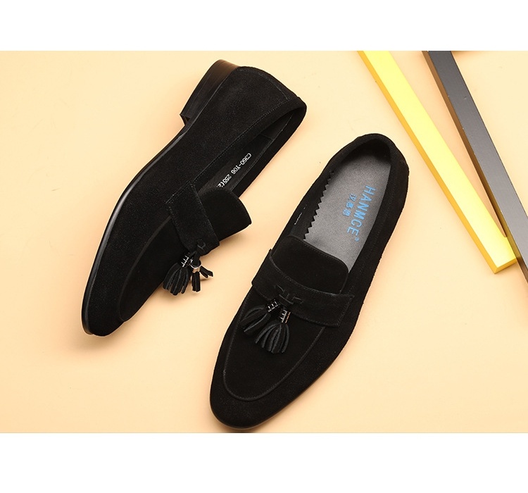 Giày Lười Nam Da Mờ Chiều Cao Đế Khoảng 2cm Thiết Kế Tua Rua Màu Xanh Navy, Đỏ Rượu, Đen, Nâu chi tiết 11