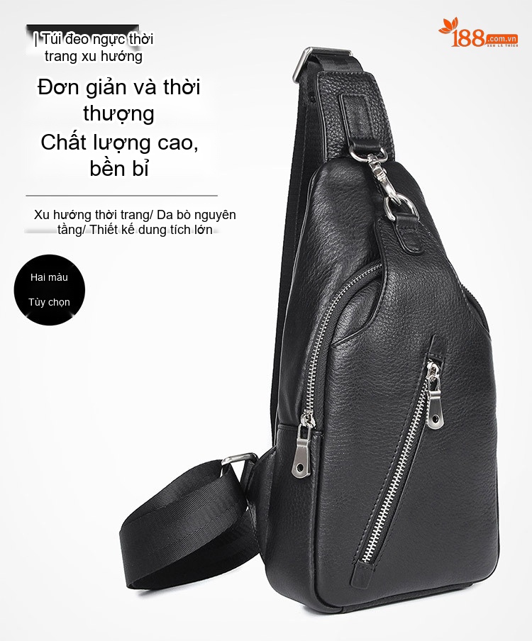 Túi Đeo Ngực Nam Da Bò Thật Chống Thấm Nước Thể Thao Dung Tích Lớn chi tiết 1