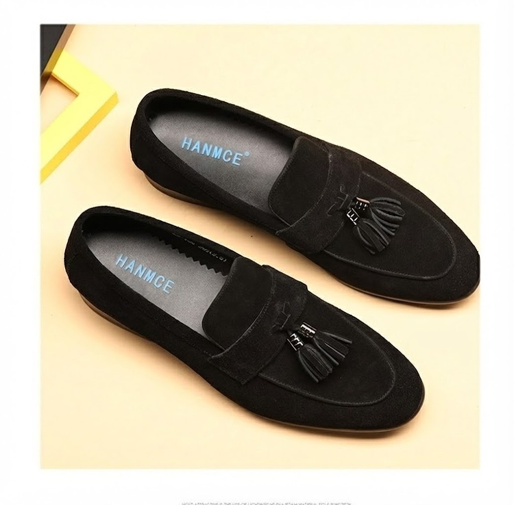 Giày Lười Nam Da Mờ Chiều Cao Đế Khoảng 2cm Thiết Kế Tua Rua Màu Xanh Navy, Đỏ Rượu, Đen, Nâu chi tiết 9