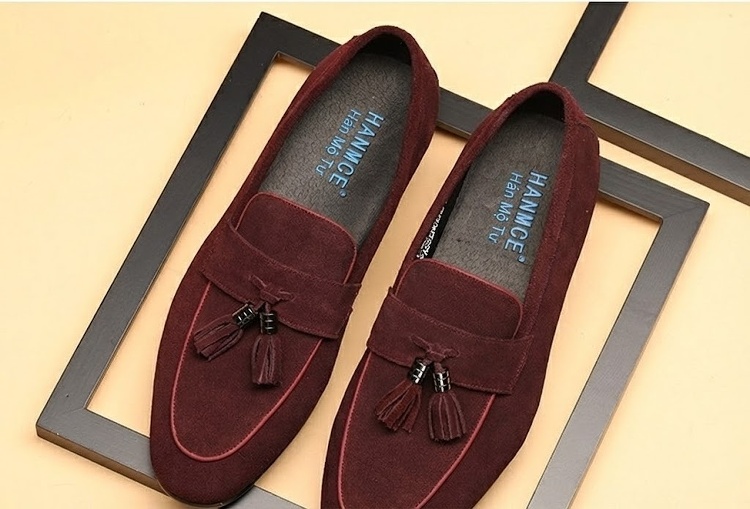 Giày Lười Nam Da Mờ Chiều Cao Đế Khoảng 2cm Thiết Kế Tua Rua Màu Xanh Navy, Đỏ Rượu, Đen, Nâu chi tiết 6