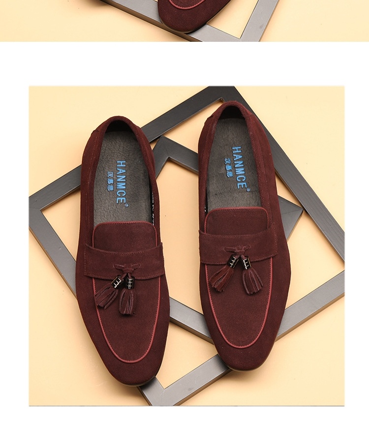 Giày Lười Nam Da Mờ Chiều Cao Đế Khoảng 2cm Thiết Kế Tua Rua Màu Xanh Navy, Đỏ Rượu, Đen, Nâu chi tiết 7
