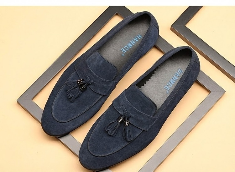 Giày Lười Nam Da Mờ Chiều Cao Đế Khoảng 2cm Thiết Kế Tua Rua Màu Xanh Navy, Đỏ Rượu, Đen, Nâu chi tiết 4