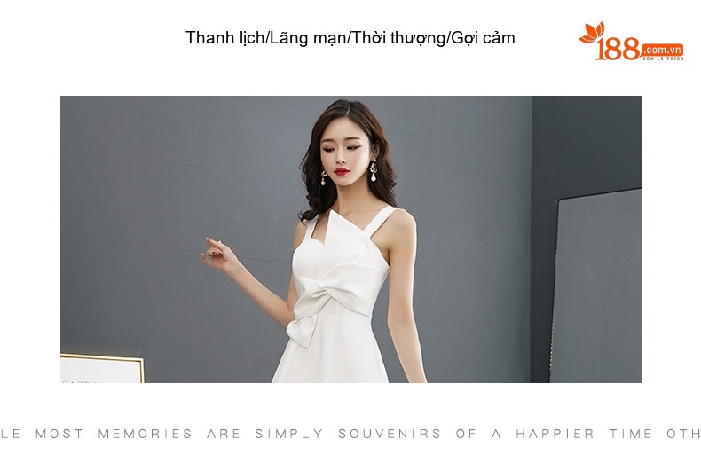 Váy Dạ Hội Dáng Dài Thanh Lịch Cho Nữ, Váy Dự Tiệc, Váy Hội Nghị Màu Trắng, Xanh Lá, Xám, Đỏ... chi tiết 3