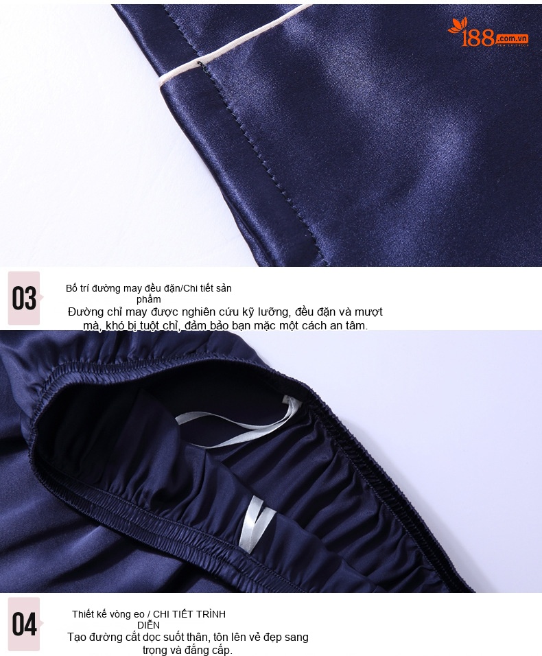 Bộ Pijama Lụa Dài Tay Nam 100% Lụa Tằm Cao Cấp Màu Xanh Navy, Xám, Đỏ, Kem chi tiết 19