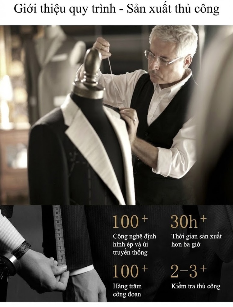 Áo Vest Nam Dáng Ôm Cổ Điển Một Nút Màu Đen chi tiết 28