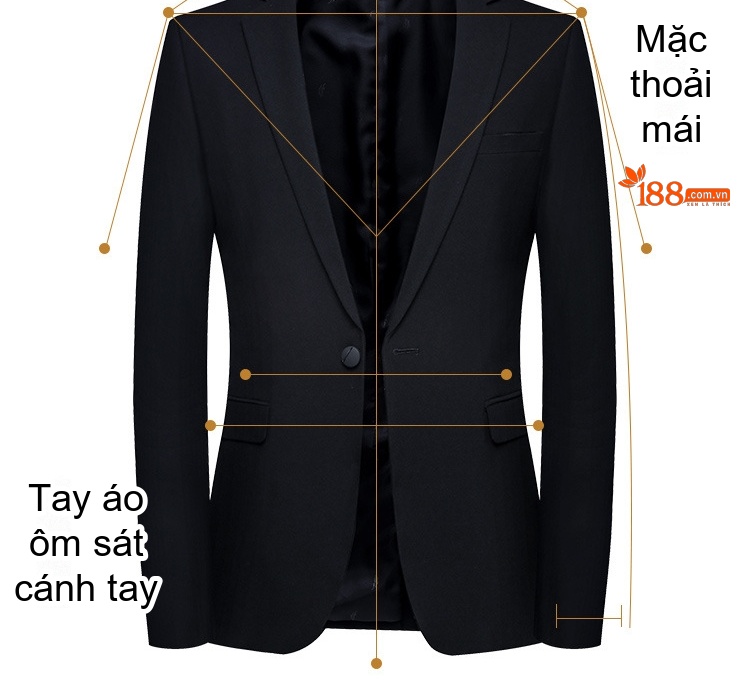Áo Vest Nam Dáng Ôm Cổ Điển Một Nút Màu Đen chi tiết 27