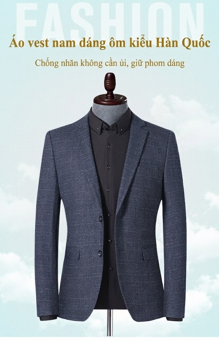 Áo Vest Nam Hàn Quốc Dáng Ôm Thu Đông Màu Xám Xanh chi tiết 22