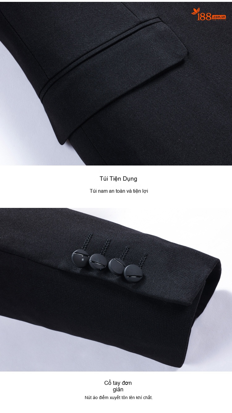 Áo Vest Nam Một Khuy Xẻ Tà Kiểu Dáng Ôm Body Phong Cách Hàn Quốc Màu Đen chi tiết 37