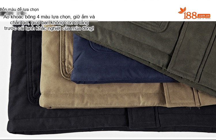 Áo Khoác Cotton Nam Dáng Dài Vừa Lót Lông Dày Dặn Màu Xanh Rêu, Xanh Navy, Đen, Nâu chi tiết 4