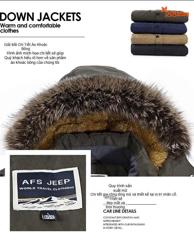 Áo Khoác Cotton Nam Dáng Dài Vừa Lót Lông Dày Dặn Màu Xanh Rêu, Xanh Navy, Đen, Nâu chi tiết 18