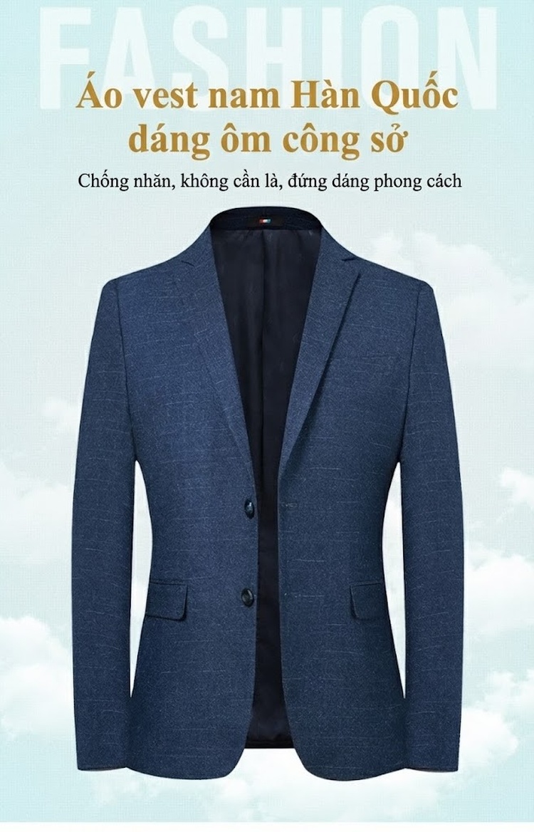 Áo Vest Nam Thu Đông Phong Cách Hàn Quốc Ôm Dáng Màu Xanh Navy chi tiết 1