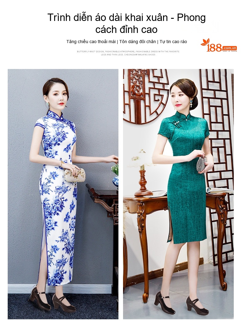 Giày Cao Gót Nữ Quai Ngang Da Bóng Chiều Cao Đế Khoảng 5cm Màu Đen, Đỏ, Bạc chi tiết 2