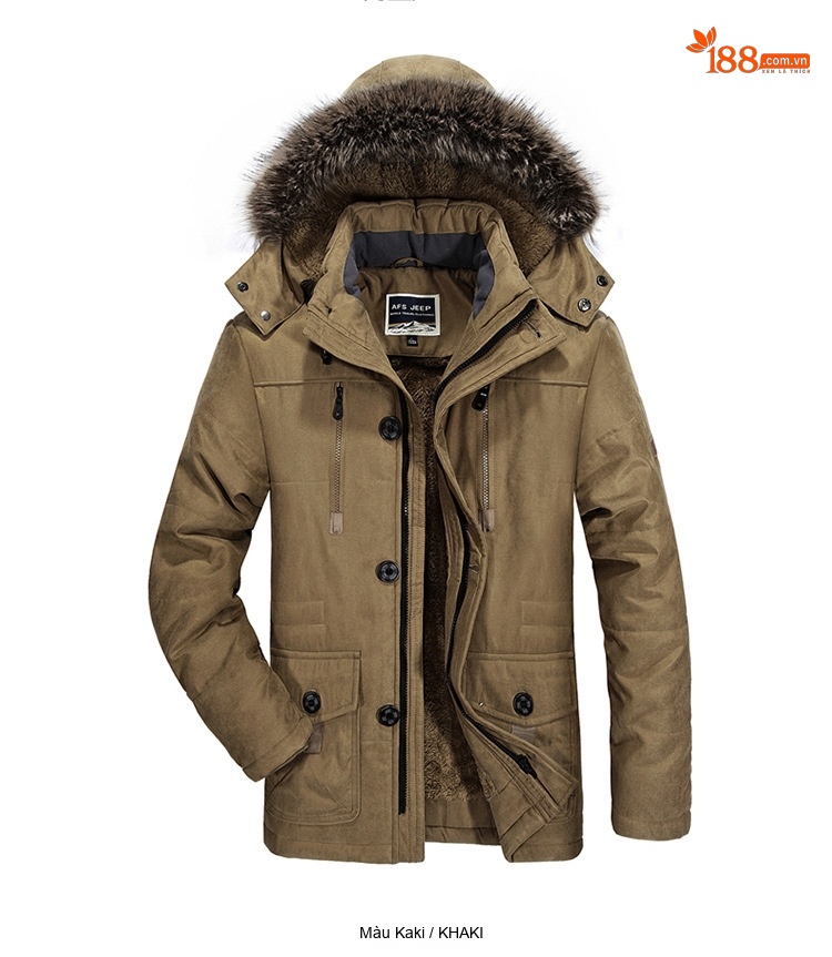 Áo Khoác Cotton Nam Dáng Dài Vừa Lót Lông Dày Dặn Màu Xanh Rêu, Xanh Navy, Đen, Nâu chi tiết 14