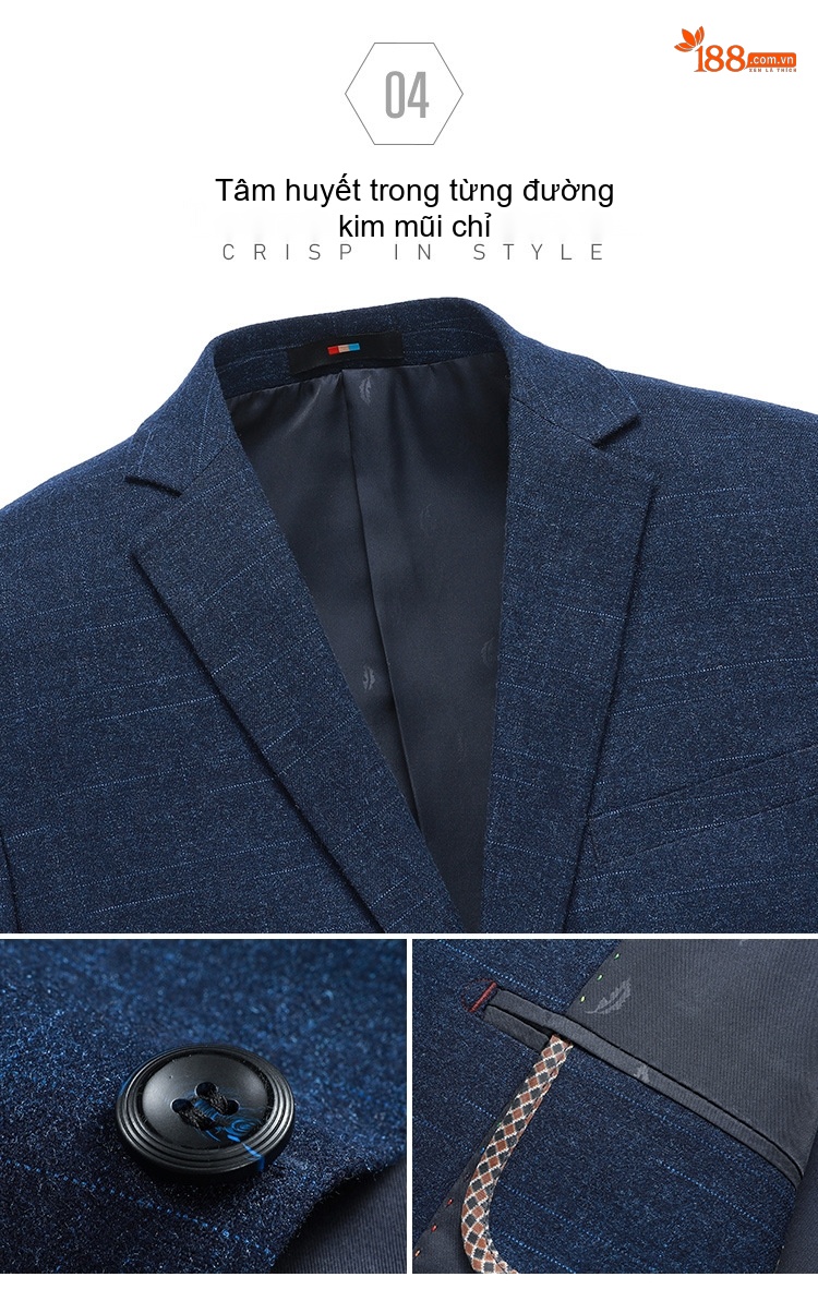 Áo Vest Nam Thu Đông Phong Cách Hàn Quốc Ôm Dáng Màu Xanh Navy chi tiết 10