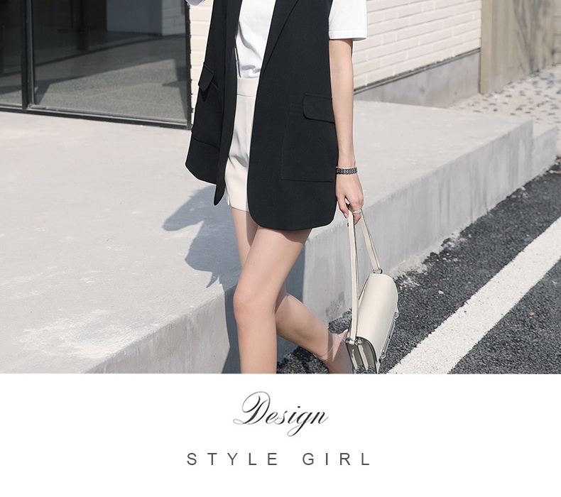 Áo Vest Gile Nữ Dáng Dài Hàn Quốc Không Tay Màu Đen chi tiết 9