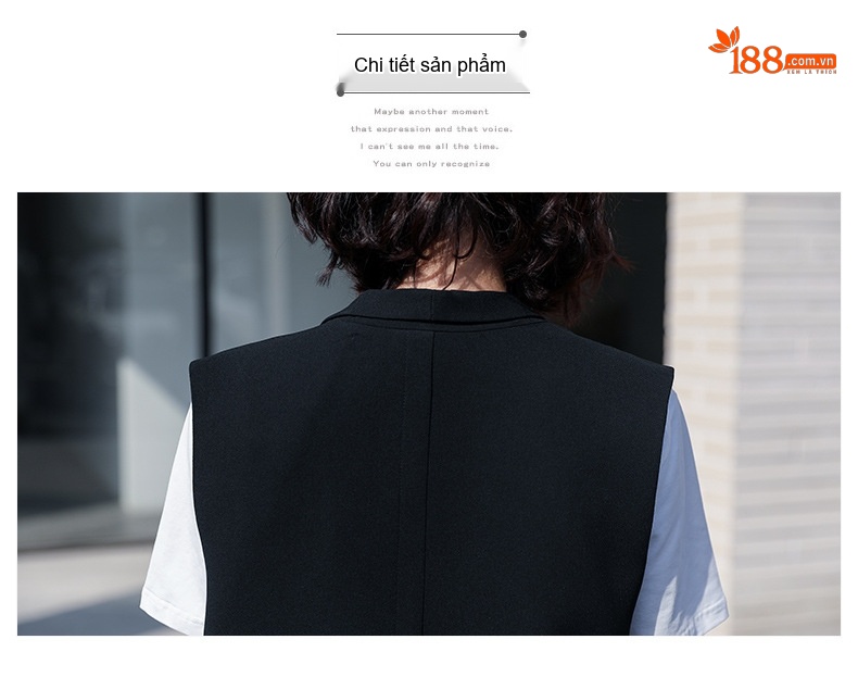 Áo Vest Gile Nữ Dáng Dài Hàn Quốc Không Tay Màu Đen chi tiết 15