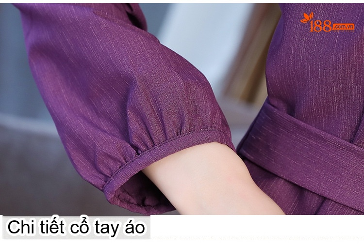 Set Bộ Quần Áo Nữ Thu Đông Áo Dài Tay Cổ chữ V Kèm Áo Khoác Lửng Quần Ống Rộng Màu Tím chi tiết 14