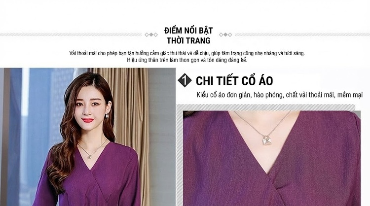 Set Bộ Quần Áo Nữ Thu Đông Áo Dài Tay Cổ chữ V Kèm Áo Khoác Lửng Quần Ống Rộng Màu Tím chi tiết 4