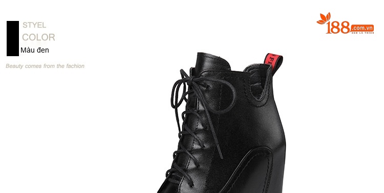 Giày Boot Nữ Cổ Lửng Da Bóng Đế Xuồng Chiều Cao Khoảng 10cm Màu Đen, Trắng chi tiết 11