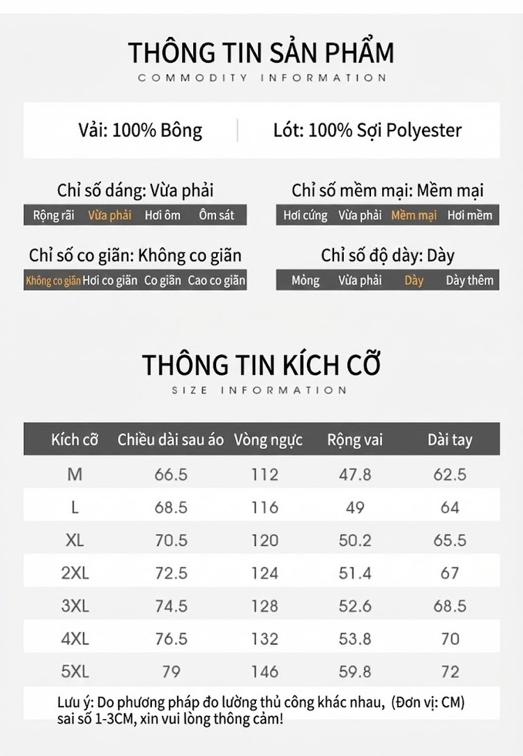 Áo Khoác Bông Nam Lót Lông Dày Dặn Cổ Bẻ Giữ Ấm Dáng Rộng Trung Niên Màu Nâu, Xanh Rêu, Xanh Navy chi tiết 6
