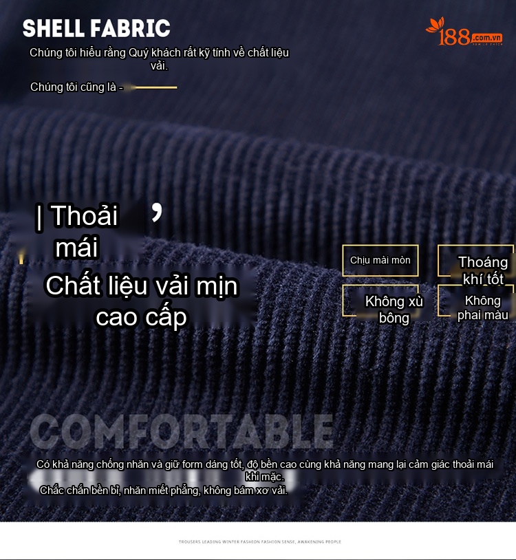 Áo Khoác Nam Nhung Gân Lót Lông Cổ Bẻ Dày Dặn Màu Xanh Rêu, Xanh Navy chi tiết 2