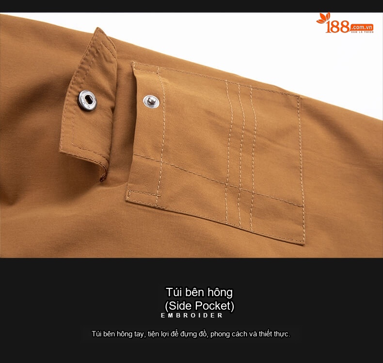 Áo Khoác Nam Dáng Bomber Mỏng Hai Mặt Phong Cách Thời Trang Màu Vàng Đất, Đen, Kaki, Rằn Ri chi tiết 10