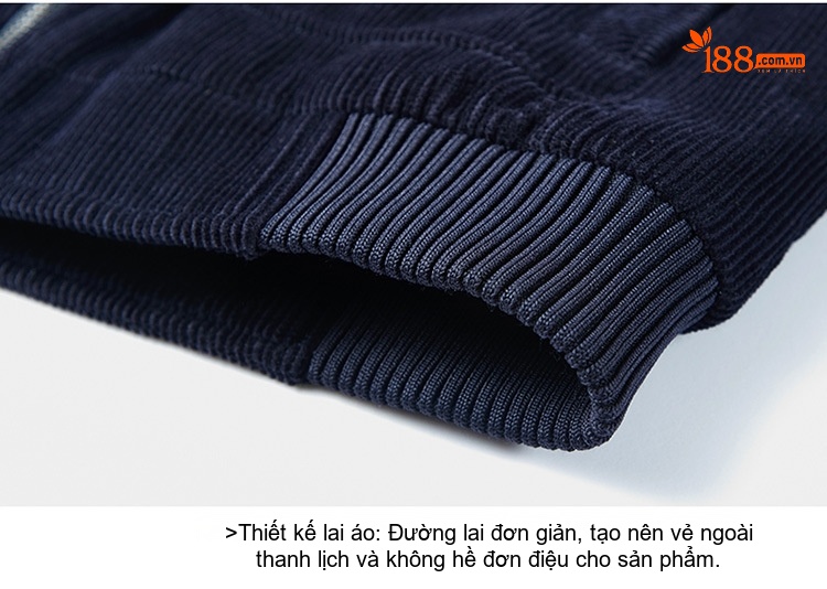 Áo Khoác Nam Nhung Gân Lót Lông Cổ Bẻ Dày Dặn Màu Xanh Rêu, Xanh Navy chi tiết 15