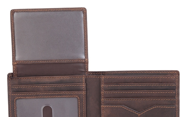 Ví Ngắn Nam Da Thật Phong Cách Retro Chống Trộm RFID Màu Nâu, Đen chi tiết 12