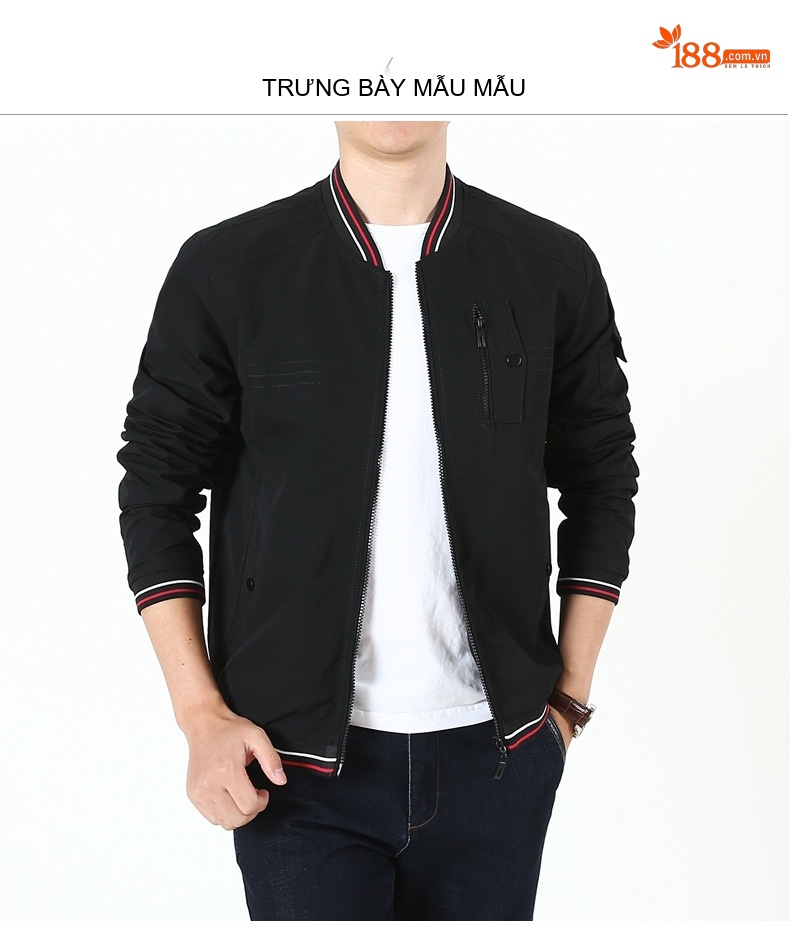 Áo Khoác Bomber Nam Mùa Thu Kiểu Dáng Thể Thao Outdoor Lót Hai Mặt Màu Đen, Nâu, Rằn Ri, Kem chi tiết 4